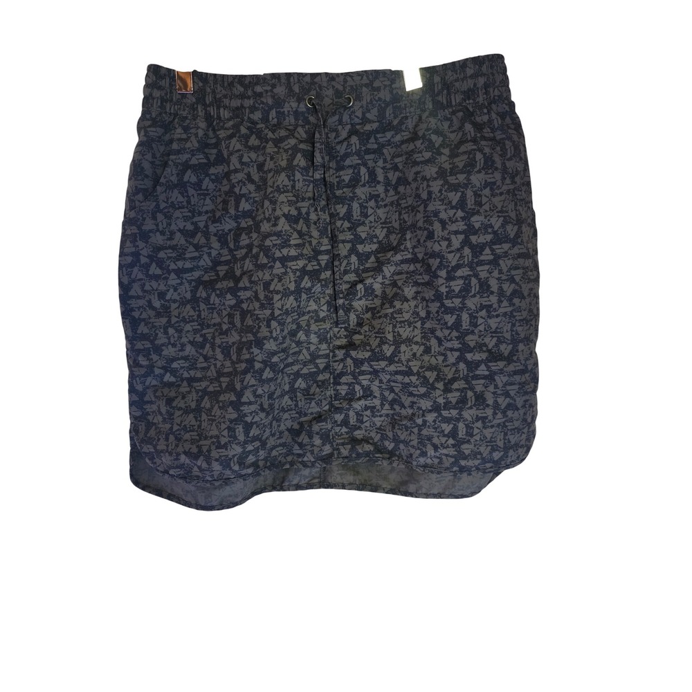 Duluth Trading S Grey Geometric Print‎ Active Skort Athletic Skirt Pockets